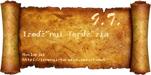 Izményi Terézia névjegykártya